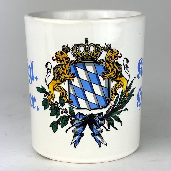 Oktoberfest Mug Staffordshire "Kaffee Haferl" with Bavarian Crest, Wooden Lid - Picture 3 of 10